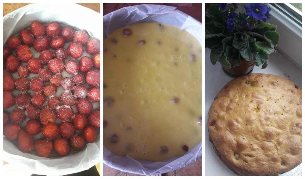 шарлотка з полуницею